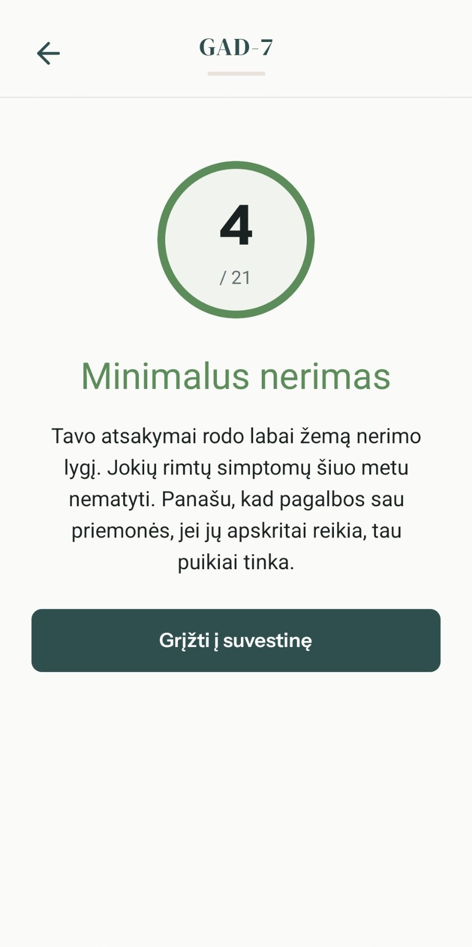 Testo rezultatas